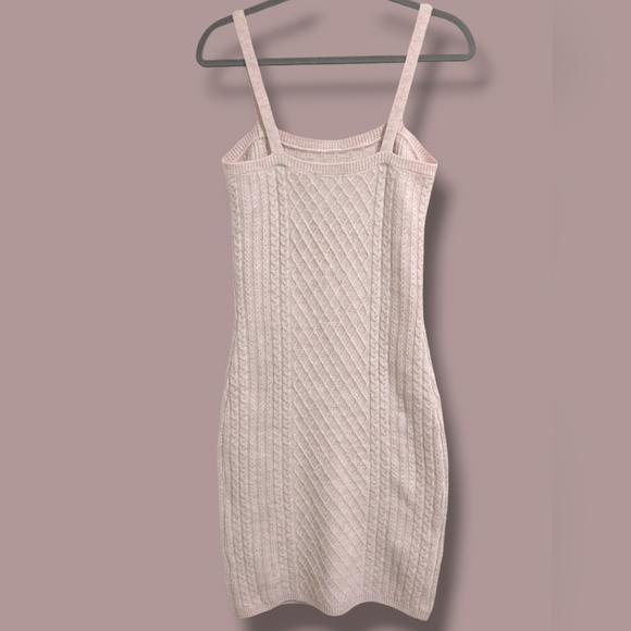 House Of Harlow Pastel Pink Sleeveless Bodycon Cable Knit Sweater Dress Romantic - Picture 2 of 8